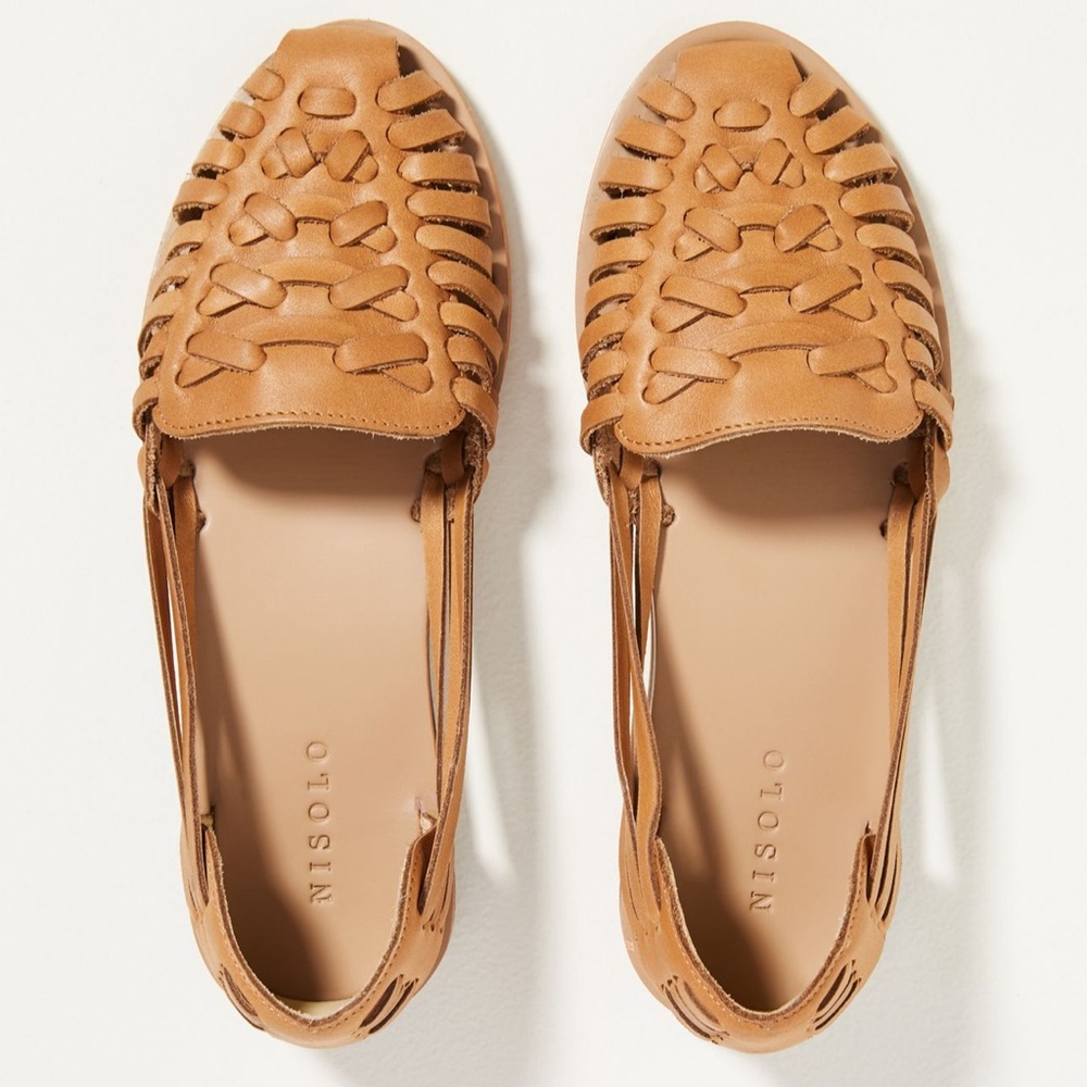 Nisolo Women's Woven Leather Huarache Sandals in Almond